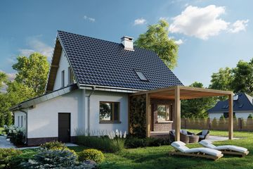Projekt domu Ewa Neo (1375) - parterowy z poddaszem dom o powierzchni 100,80 m², dach dwuspadowy - ujęcie 4