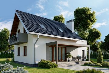 Projekt domu Zeta Karbo (1373) - parterowy z poddaszem dom o powierzchni 93,50 m², dach dwuspadowy - ujęcie 2