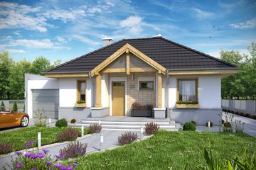  Projekt domu Promyk z garażem 1-st. [A] (WRF1509) - projekt domu parterowego - Zdjęcie 2