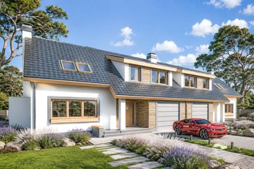 Projekt domu Rodzynek 2b - dwulokalowy LLL - parterowy z poddaszem dom o powierzchni 162,60 m², dach dwuspadowy - ujęcie frontu
