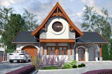  Projekt domu Artur z garażem 1-st. [A] (WRF1515) - projekt domu parterowego z poddaszem - Zdjęcie 2