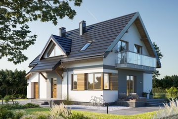 Projekt domu Malina Bobo (1387) - parterowy z poddaszem dom o powierzchni 97,20 m², dach dwuspadowy - ujęcie 2