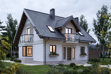 Projekt domu Helena Neo (1383) - parterowy z poddaszem dom o powierzchni 122 m², dach dwuspadowy - ujęcie 2