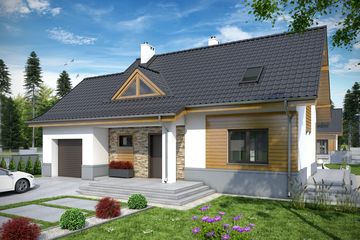  Projekt domu Mola z garażem 1-st. [A] (WRF1535) - projekt domu parterowego z poddaszem - Zdjęcie 1