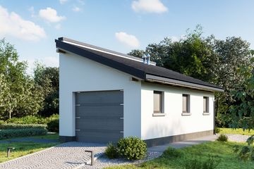 Projekt garażu 09 (213) - parterowy dom o powierzchni 19,50 m², dach jednospadowy - ujęcie frontu