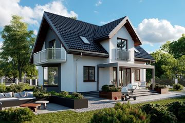 Projekt domu Tytus (1287) - parterowy z poddaszem dom o powierzchni 148,30 m², dach dwuspadowy - ujęcie 3