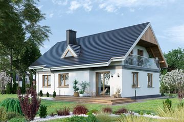 Projekt domu Wodnik (711) - parterowy z poddaszem dom o powierzchni 121,30 m², dach dwuspadowy - ujęcie 2