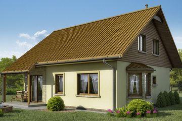  Projekt domu D97 - Marcjanna wersja drewniana (WAI1219) - projekt domu parterowego z poddaszem - Zdjęcie 1