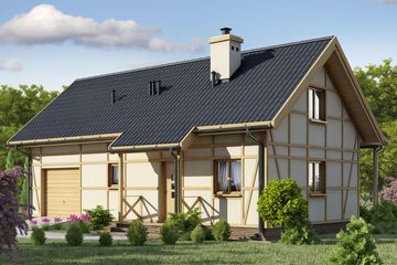  Projekt domu D199 - Paula wersja drewniana (WAI1224) - projekt domu parterowego z poddaszem - Zdjęcie 1