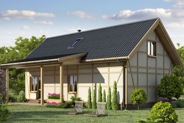  Projekt domu D199 - Paula wersja drewniana (WAI1224) - projekt domu parterowego z poddaszem - Zdjęcie 2