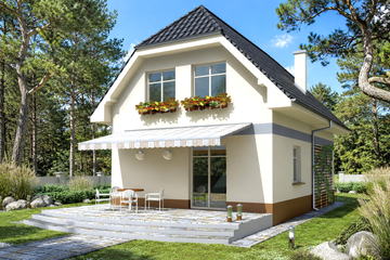 Projekt domu Piotrek - parterowy z poddaszem dom o powierzchni 106,60 m², dach dwuspadowy - ujęcie 2