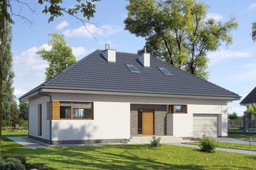  Projekt domu E-117 (WAX1019) - projekt domu parterowego z poddaszem - Zdjęcie 1