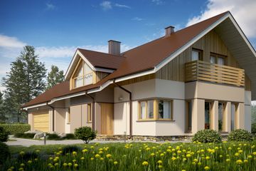  Projekt domu D34A - wersja drewniana (WAI1259) - projekt domu parterowego z poddaszem - Zdjęcie 2