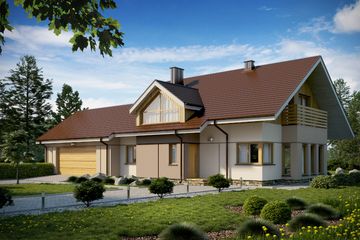  Projekt domu D34A - wersja drewniana (WAI1259) - projekt domu parterowego z poddaszem - Zdjęcie 1