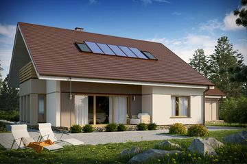  Projekt domu D34A - wersja drewniana (WAI1259) - projekt domu parterowego z poddaszem - Zdjęcie 3