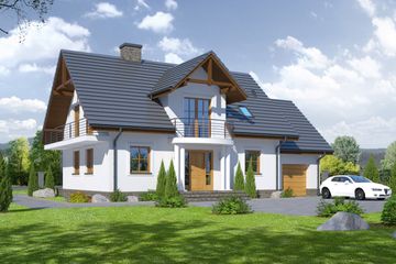  Projekt domu Jaworowo 9k-01 (KRP1578) - projekt domu parterowego z poddaszem - Zdjęcie 1