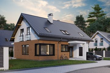  Projekt domu Omega Dron (1433) (KRD2567) - projekt domu parterowego z poddaszem - Zdjęcie 1