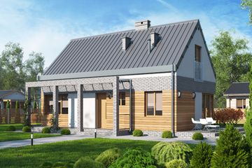 Projekt domu D178A - Piotr A - parterowy z poddaszem dom o powierzchni 89,75 m², dach dwuspadowy, koszt budowy 247 000 zł - ujęcie frontu