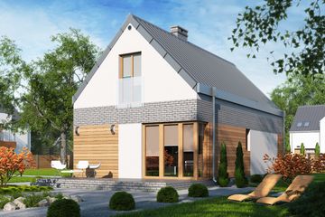 Projekt domu D178A - Piotr A - parterowy z poddaszem dom o powierzchni 89,75 m², dach dwuspadowy - ujęcie 2
