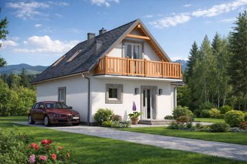 Projekt domu L-81 Dom odległa - murowany - parterowy z poddaszem dom o powierzchni 126,30 m², dach wielospadowy - ujęcie 2