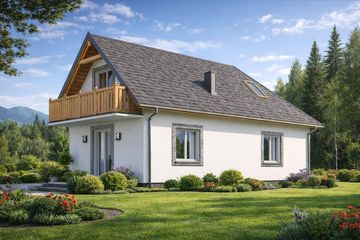 Projekt domu L-81 Dom odległa - murowany - parterowy z poddaszem dom o powierzchni 126,30 m², dach wielospadowy - ujęcie 3