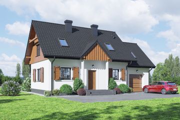  Projekt domu Hoczew mk11g (KRP1594) - projekt domu parterowego z poddaszem - Zdjęcie 1