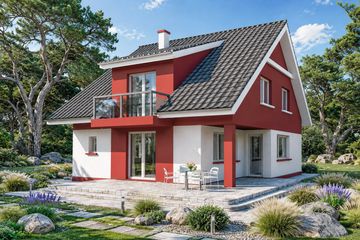 Projekt domu Filip (Energo) - parterowy z poddaszem dom o powierzchni 137,90 m², dach dwuspadowy, koszt budowy 199 000 zł - ujęcie frontu