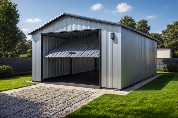 Projekt garażu G147 - Budynek garażowy - parterowy dom o powierzchni 23,21 m², dach dwuspadowy - ujęcie frontu