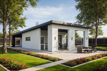  Projekt garażu G190 - Budynek garażowy z wiatą (PRA1174) - projekt garażu parterowego - Zdjęcie 2