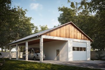  Projekt garażu G222 - Budynek garażowy z wiatą (PRA1177) - projekt garażu parterowego - Zdjęcie 1