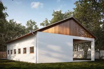  Projekt garażu G222 - Budynek garażowy z wiatą (PRA1177) - projekt garażu parterowego - Zdjęcie 2