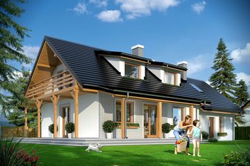  Projekt domu Bryza 4 (WAH1592) - projekt domu parterowego z poddaszem - Zdjęcie 3