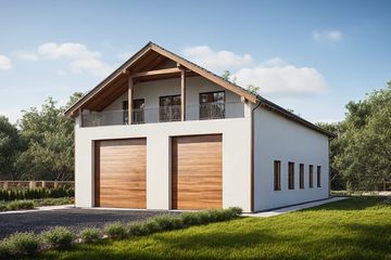  Projekt garażu G200 - Budynek mieszkalno - garażowy (PRA1183) - projekt garażu z pełnym piętrem i poddaszem - Zdjęcie 1