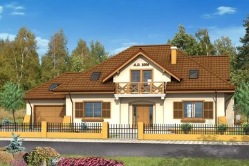  Projekt domu Benedykt (WAH1002) - projekt domu parterowego z poddaszem - Zdjęcie 1