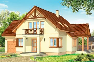  Projekt domu Wiosenny (WAH1022) - projekt domu parterowego z poddaszem - Zdjęcie 1