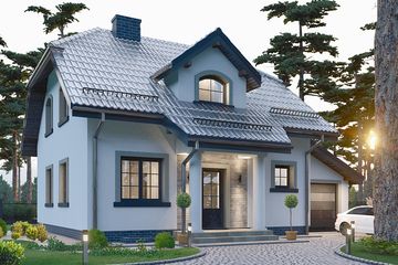 Projekt domu APS 146 - parterowy z poddaszem dom o powierzchni 119,80 m², dach naczółkowy - ujęcie 2