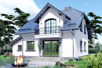 Projekt domu APS 146 - parterowy z poddaszem dom o powierzchni 119,80 m², dach naczółkowy - ujęcie 3
