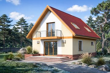 Projekt domu Promyk - parterowy z poddaszem dom o powierzchni 115,80 m², dach dwuspadowy - ujęcie 2