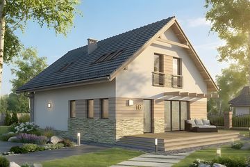 Projekt domu HG-N3 - parterowy z poddaszem dom o powierzchni 117,20 m², dach dwuspadowy - ujęcie 2
