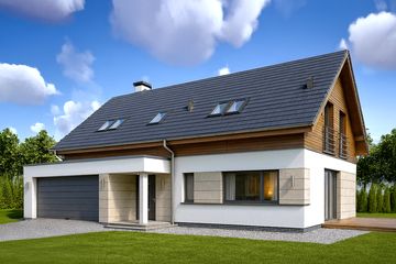  Projekt domu Party wariant B (WAH1601) - projekt domu parterowego z poddaszem - Zdjęcie 1