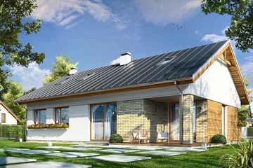 Projekt domu Oliwka wariant B - parterowy dom o powierzchni 95,53 m², dach dwuspadowy - ujęcie 2