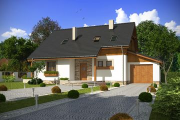  Projekt domu Sabina III z garażem 1-st. [A] (WRF1576) - projekt domu parterowego z poddaszem - Zdjęcie 1