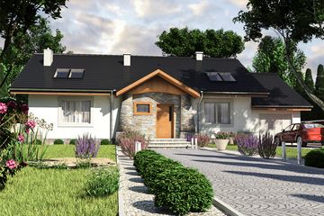  Projekt domu Derkacz z garażem 1-st. [A] (WRF1579) - projekt domu parterowego - Zdjęcie 2