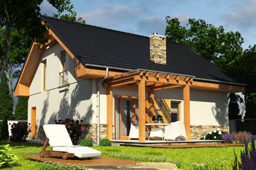  Projekt domu Jarząbek z garażem 1-st. [A] (WRF1587) - projekt domu parterowego z poddaszem - Zdjęcie 2