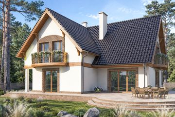 Projekt domu Margo 2rodziny - parterowy z poddaszem dom o powierzchni 238,20 m², dach czterospadowy - ujęcie 2