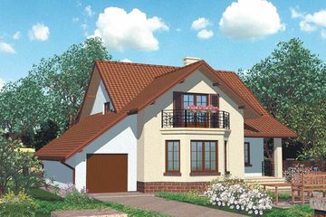 Projekt domu APS 085 + P - parterowy z poddaszem dom o powierzchni 169 m², dach dwuspadowy - ujęcie 2