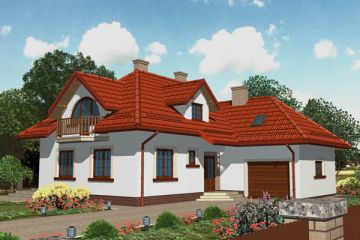 Projekt domu APS 083 + P - parterowy z poddaszem dom o powierzchni 169,30 m², dach kopertowy - ujęcie 2