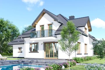 Projekt domu APS 136 + 2G - parterowy z poddaszem dom o powierzchni 156,70 m², dach kopertowy - ujęcie 2