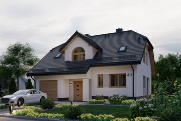Projekt domu APS 040 + P - parterowy z poddaszem dom o powierzchni 155,40 m², dach naczółkowy - ujęcie 3
