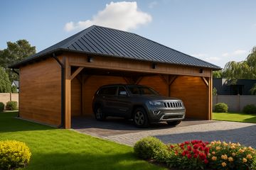  Projekt wiaty garażowej G136 - Wiata drewniana (PRA1229) - projekt wiaty parterowego - Zdjęcie 1